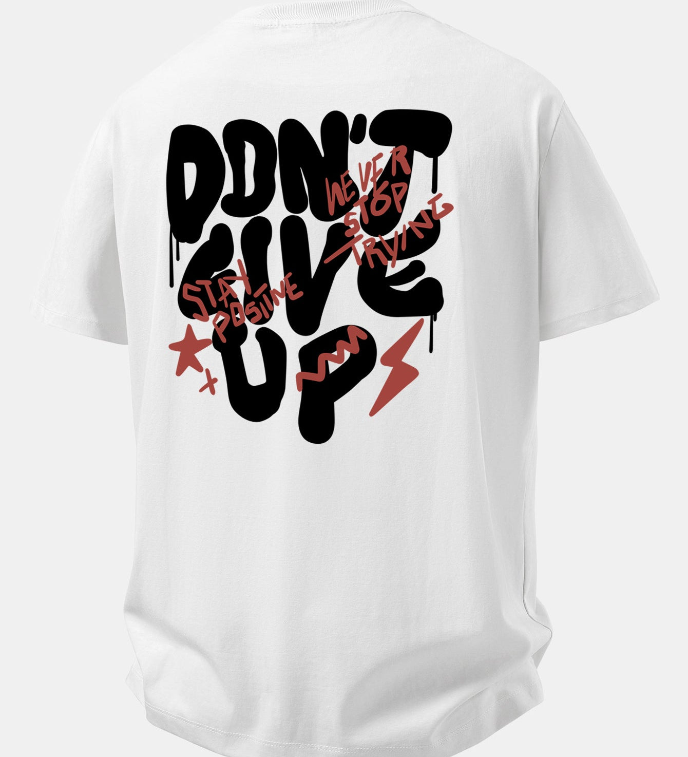 Pohodlné bavlnené tričko s potlačou „Never Give Up“