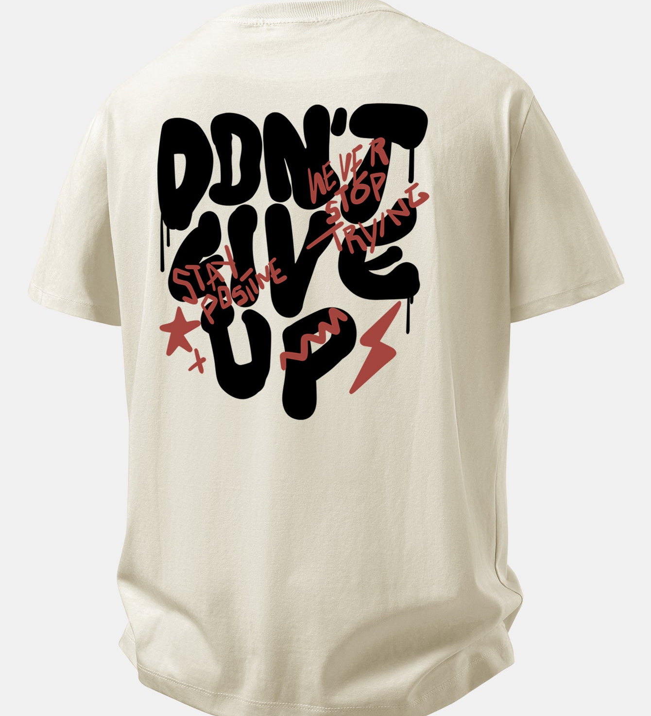 Pohodlné bavlnené tričko s potlačou „Never Give Up“