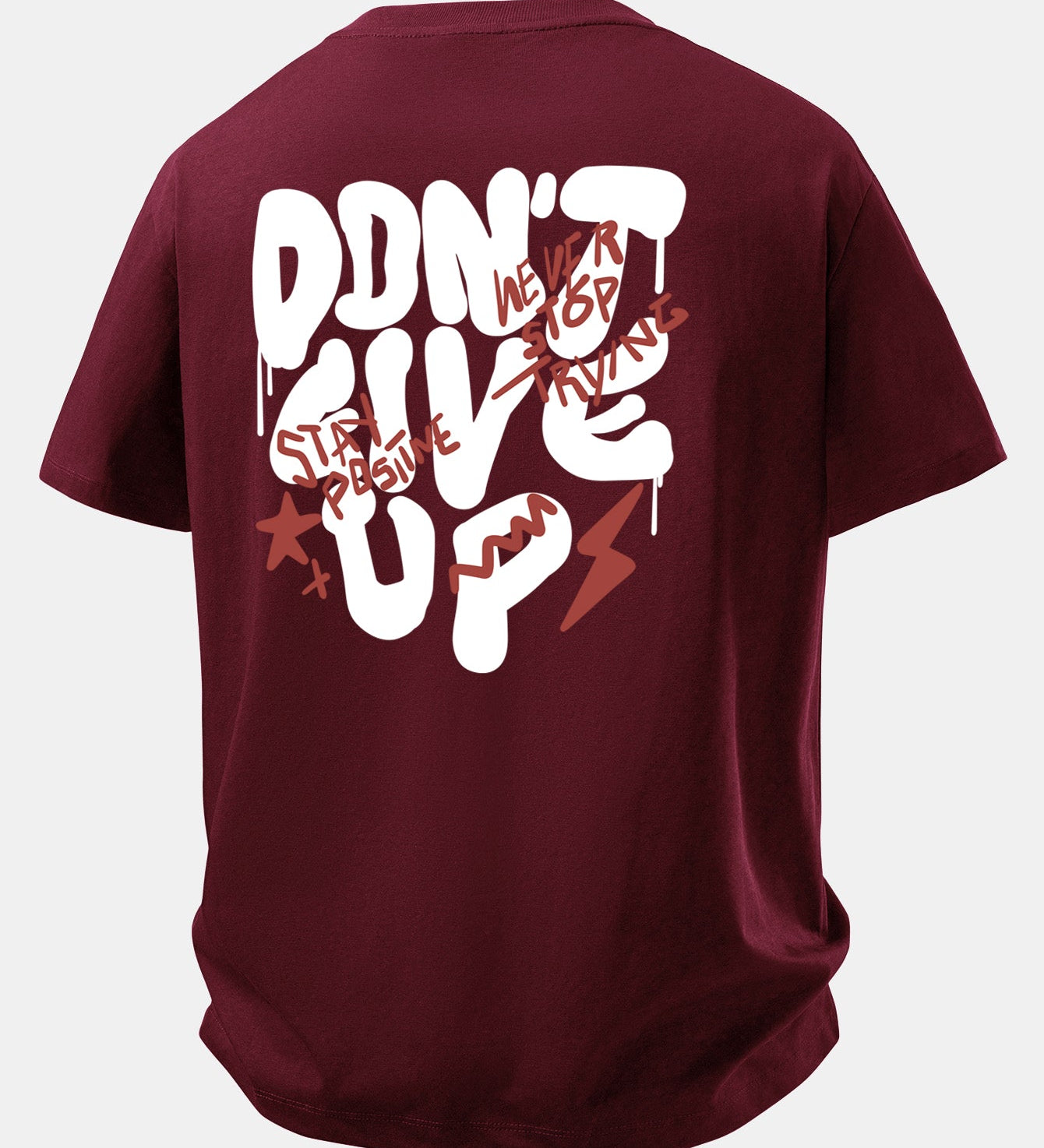 Pohodlné bavlnené tričko s potlačou „Never Give Up“