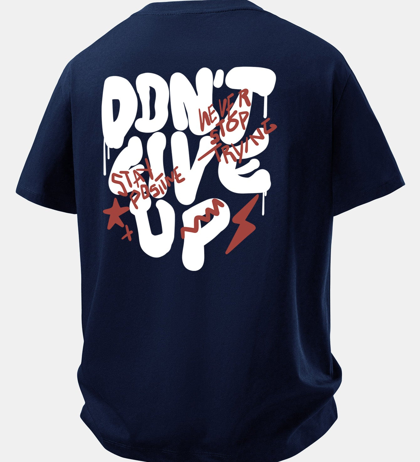 Pohodlné bavlnené tričko s potlačou „Never Give Up“