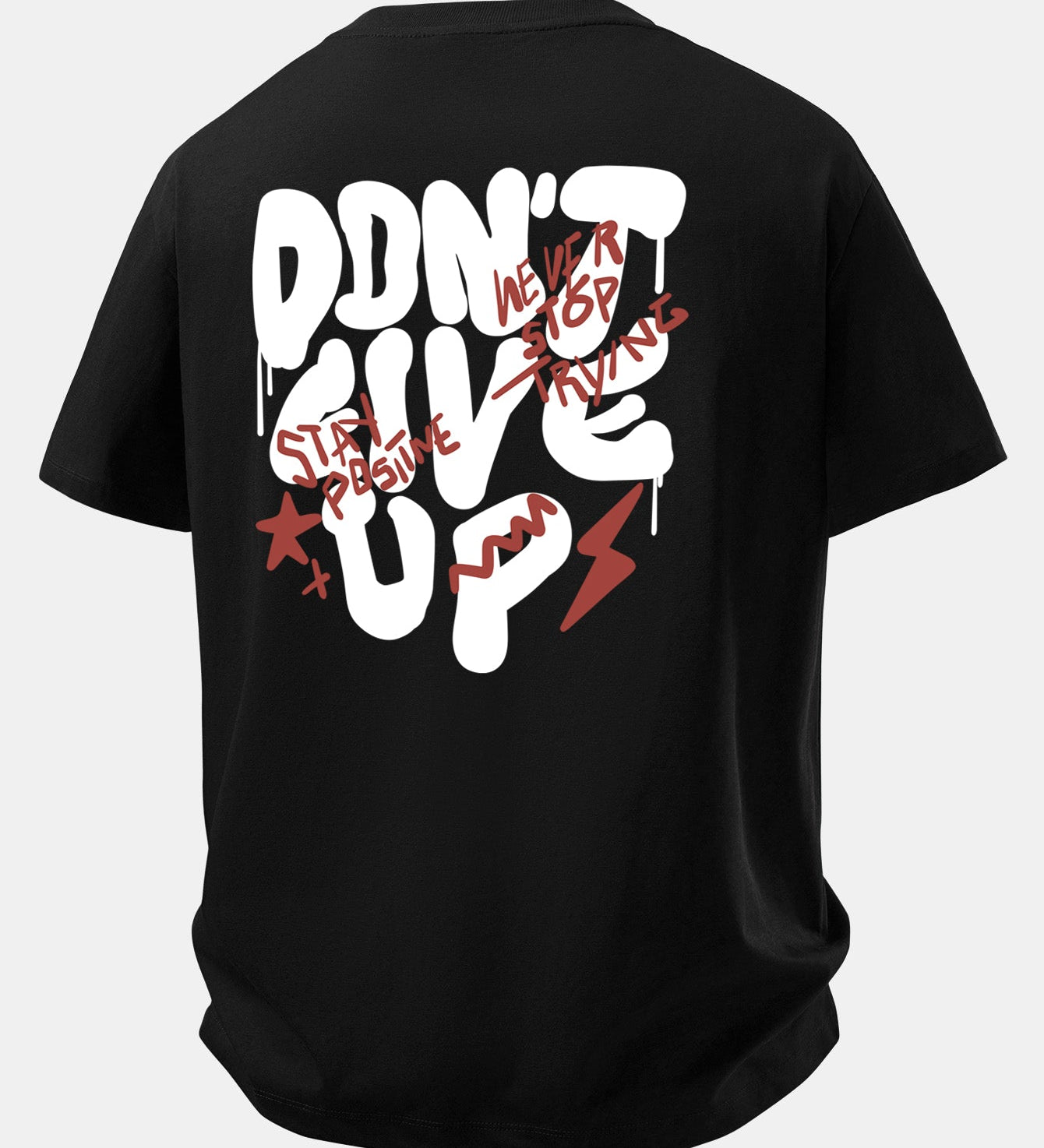 Pohodlné bavlnené tričko s potlačou „Never Give Up“