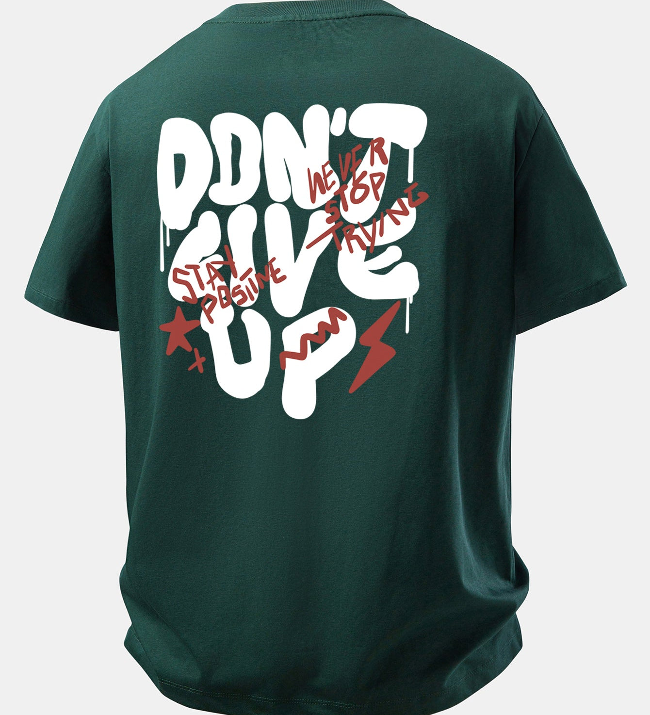 Pohodlné bavlnené tričko s potlačou „Never Give Up“