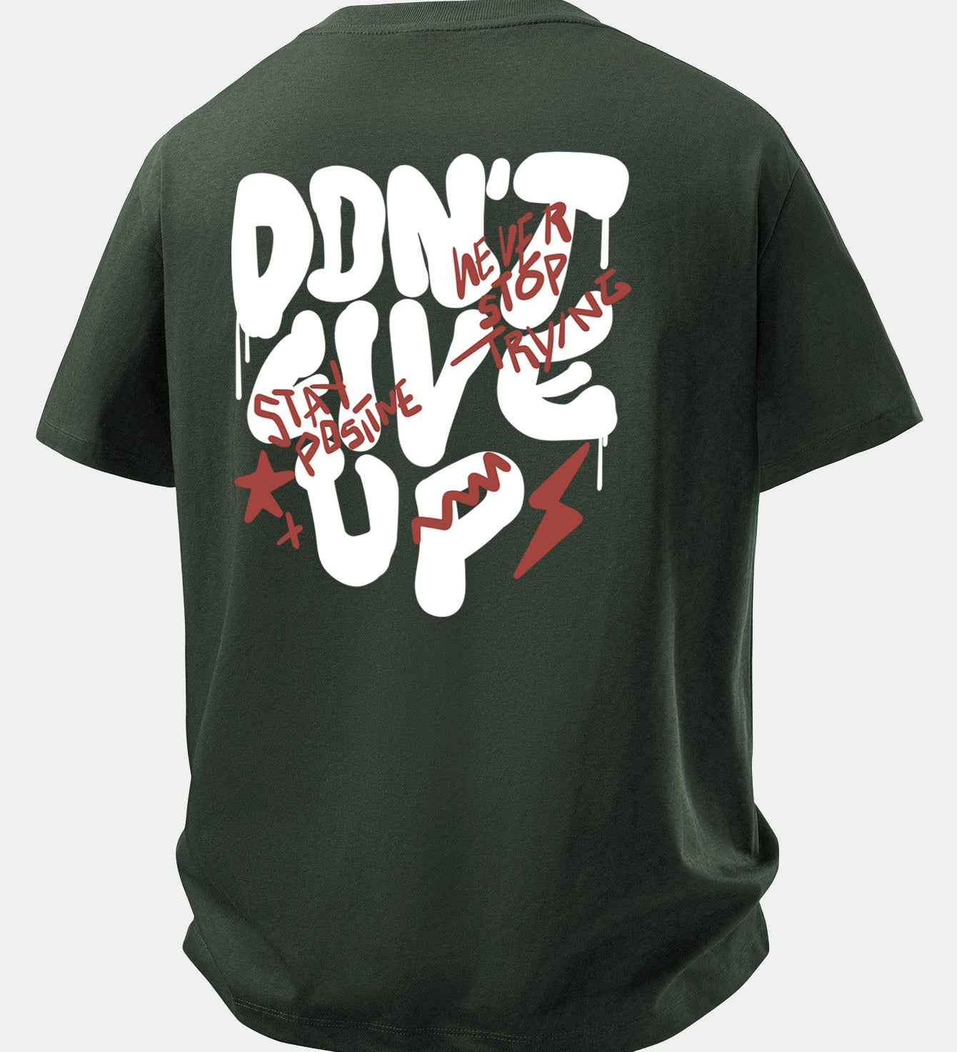 Pohodlné bavlnené tričko s potlačou „Never Give Up“