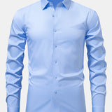Úzka saténová košeľa s dlhým rukávom a gombíkmi