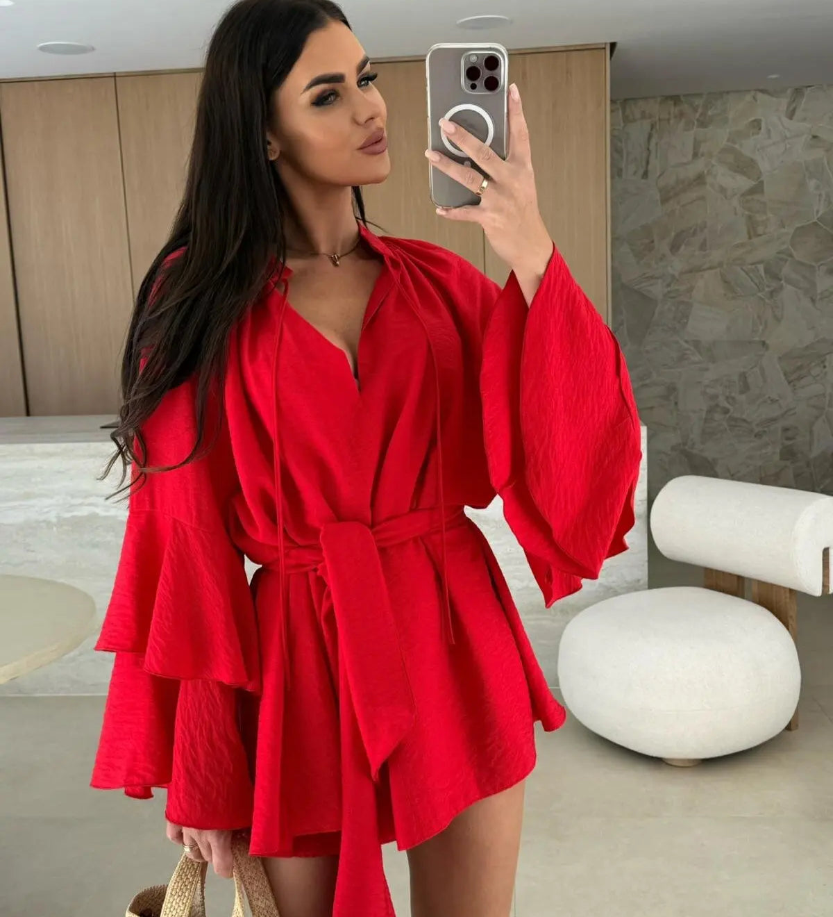 Dina – Košeľová Šaty s Opaskom