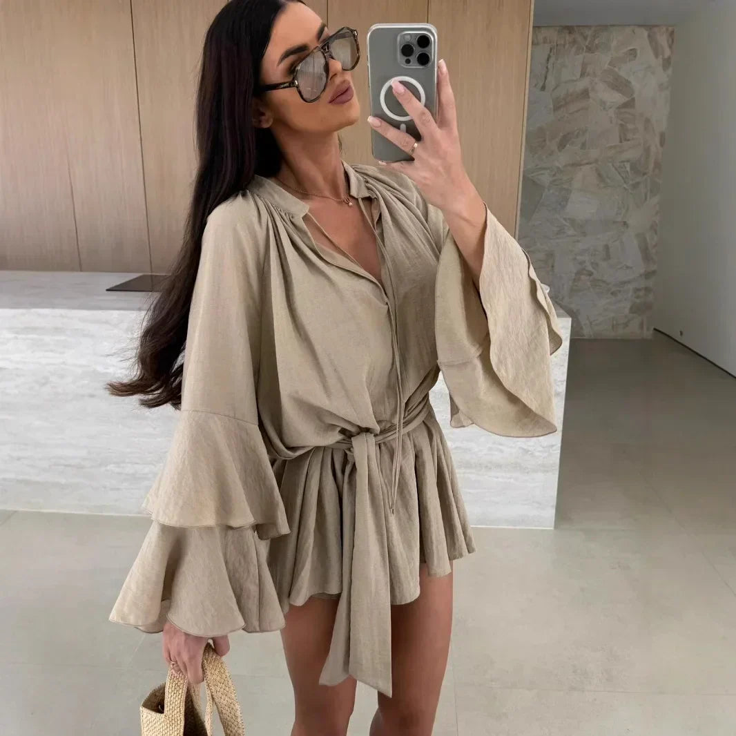 Dina – Košeľová Šaty s Opaskom