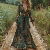 Ilinca – Maxi Boho Šaty s Priesvitnými Rukávmi