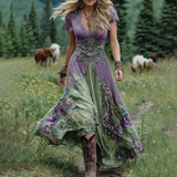 Serena - Krátke Maxi Kvetinové Šaty