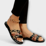 Mona – Sandále slide s leopardím vzorom