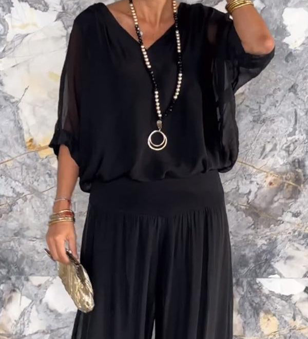 Larisa – Chic Letný Set s Voľnými Nohavicami