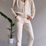 Ania - Dvojdielny casual set s prekrúteným jacquardom